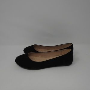 Com Fancy Black Suede Ballet Flats NWOT